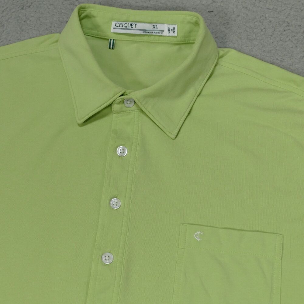 Criquet Polo Shirt Men XL Green Pima Cotton Spandex Golf